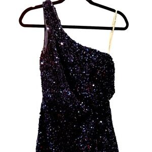 Sequin dark blue short dress